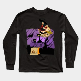 Trick Or Treat Halloween Witch Long Sleeve T-Shirt